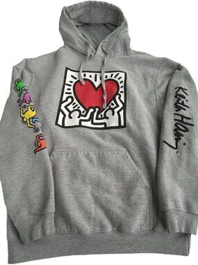 Keith Haring Heart Neon Dancers Hoodie M Art Pullover Ripple Junction Streetwear